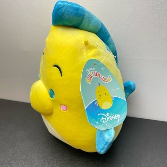 New Disney Squishmallows Little Mermain Flounder 8” - Picture 2 of 9